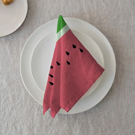 Modern Watermelon Picnic Summer Party Cute Pink Customized Full Print Cloth Napkin