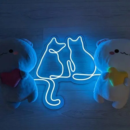 Cute Cats Neon Sign Wall Hanging