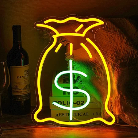 Money Bag Neon Sign Wall Hanging