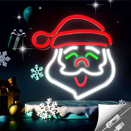 Santa Claus Christmas Neon Sign Wall Hanging