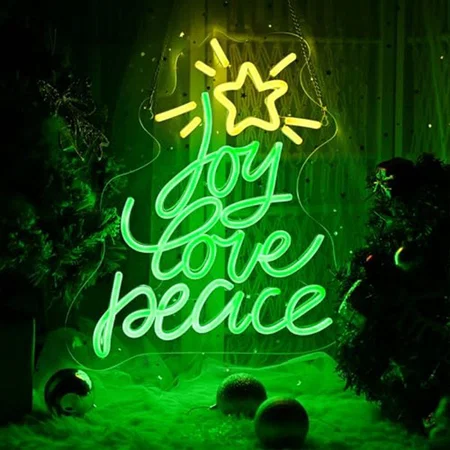 Joy Love Peace Neon Sign Wall Hanging