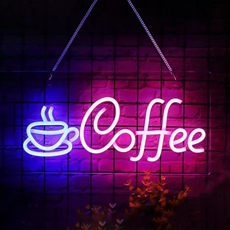 Coffee Cafe Neon Sign Wall Hanging