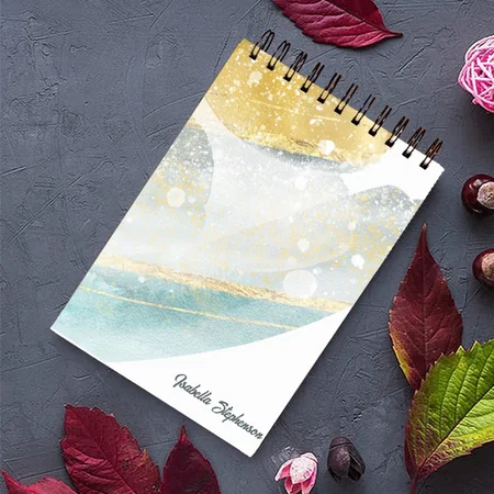 Elegant Modern Gold Foil and Teal Abstract Design Customized Photo Printed Notepad