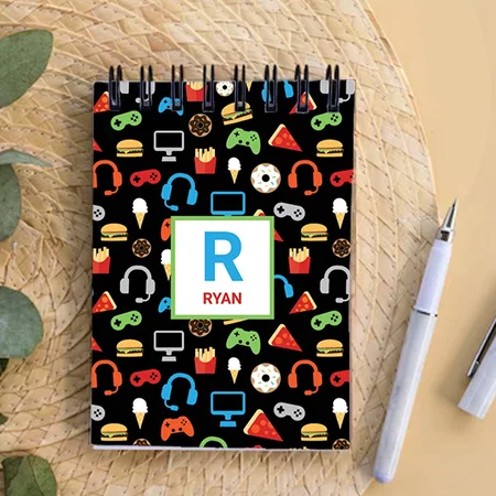 Kids Monogrammed Video Game Party Pattern Design Customized Photo Printed Notepad