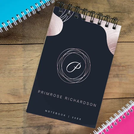 Elegant Glam Rose Gold Luxury Abstract Monogram Customized Photo Printed Notepad