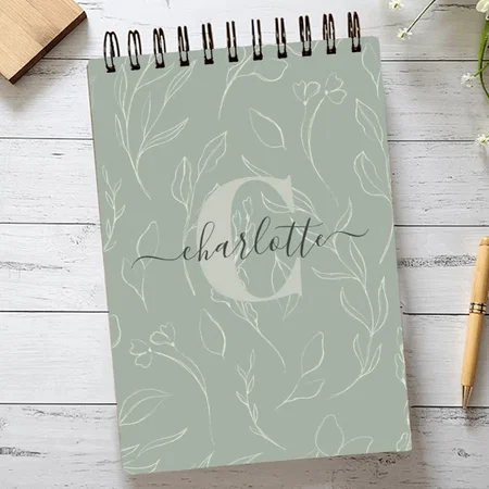 Stylish Rustic Sage Green Botanical Floral Customized Photo Printed Notepad