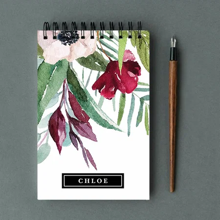 Floral Design Spiral Customized Photo Printed Notepad
