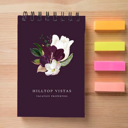 Modern Ivory Purple Floral Design Customized Photo Printed Notepad