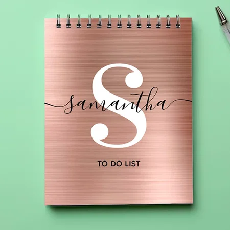 Rose Gold Foil Signature Monogram Customized Photo Printed Notepad