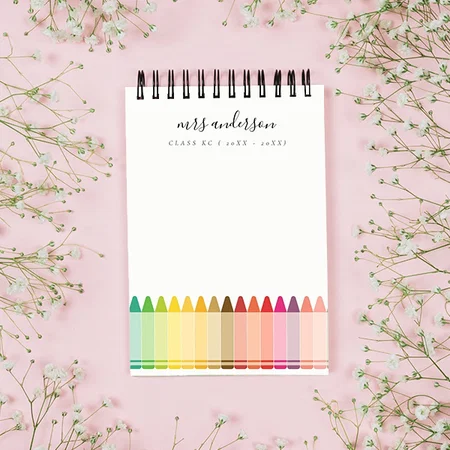 Modern Kids Teacher Colorful Rainbow Crayon Colors Customized Photo Printed Notepad