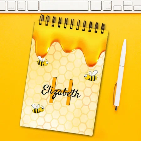 Happy Bumble Bees Golden Design Customized Photo Printed Notepad