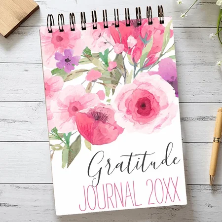 Pastel Floral Gratitude Journal Customized Photo Printed Notepad