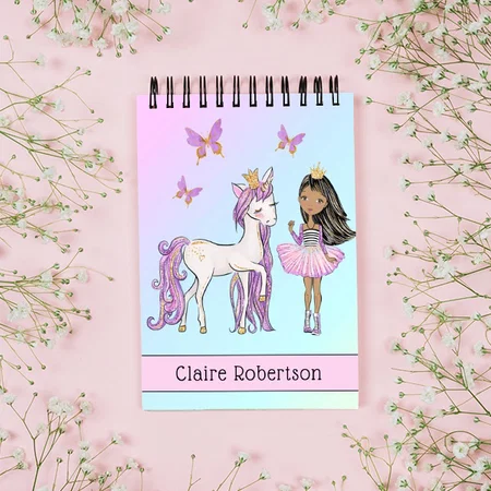 Pretty Unicorn with Princess Design Customized Photo Printed Notepad