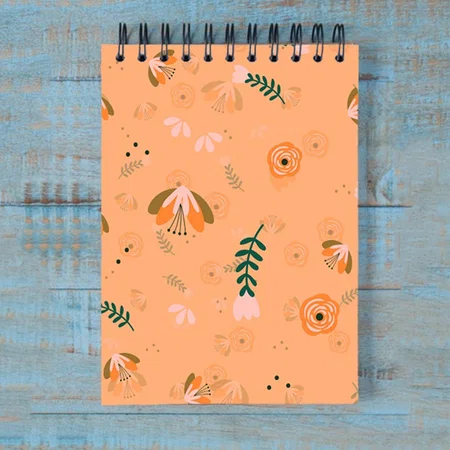 Pretty Modern Light Orange Flower Pattern Customized Photo Printed Notepad