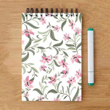 Pretty Elegant Pink Floral Pattern White Design Customized Photo Printed Notepad