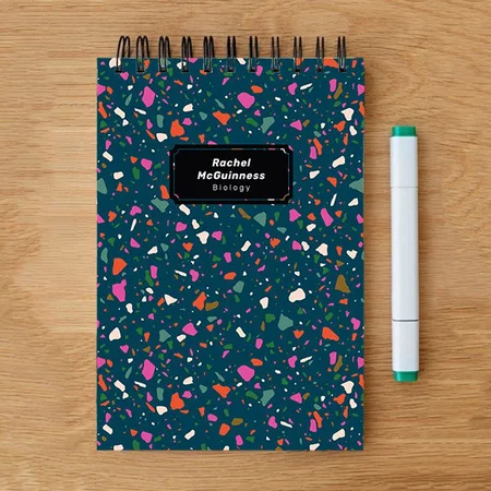 Teal Blue Terrazzo Customized Photo Printed Notepad