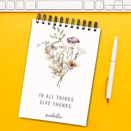 Simple Autumn Wildflower Bouquet Gratitude Customized Photo Printed Notepad
