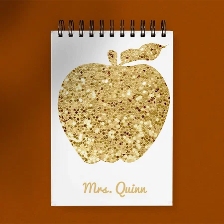 Gold Faux Sequin Apple Design Customized Photo Printed Notepad