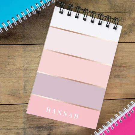 Blush Lavender Rose Gold Wide Stripes Customized Photo Printed Notepad