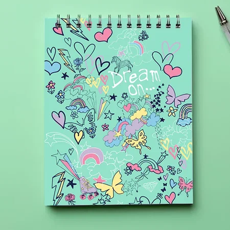 Dream On Kids Doodles Mint Pastel Customized Photo Printed Notepad