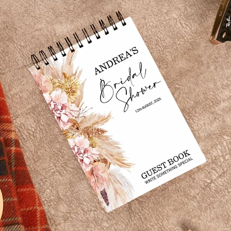 Blush Floral Boho Bridal Shower Guest Customized Photo Printed Notepad