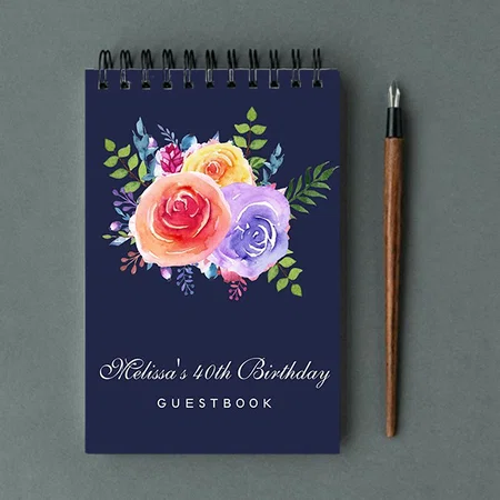 Garden Roses Watercolor Flowers Birthday Customized Photo Printed Notepad