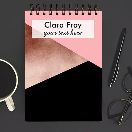 Elegant Modern Geometric Rose Gold Pink Black Customized Photo Printed Notepad