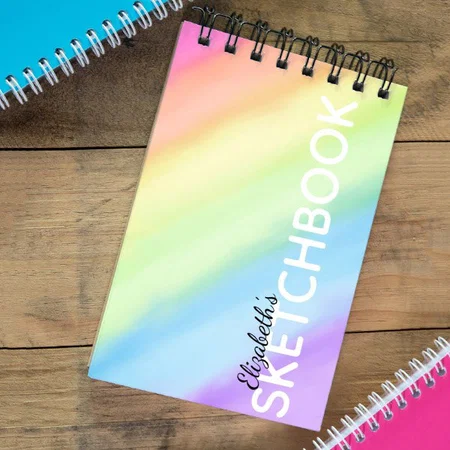 Watercolor Pastel Rainbow Gradient Sketchbook Customized Photo Printed Notepad