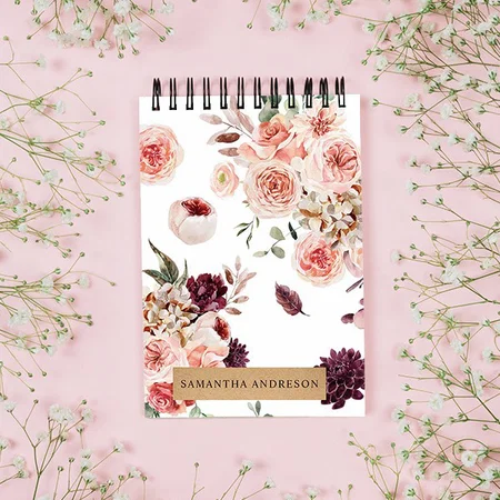 Modern Pastel Flowers & Kraft Customized Photo Printed Notepad