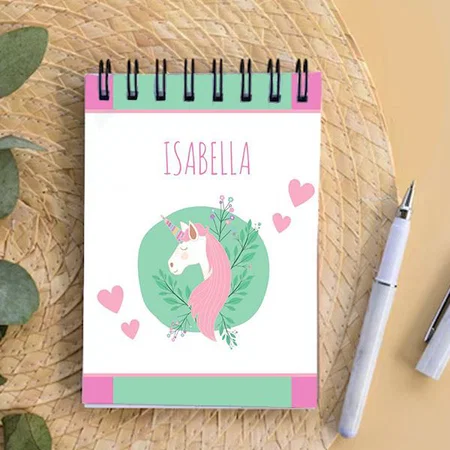 Magical Unicorn Pink and Teal Little Customized Photo Printed Notepad