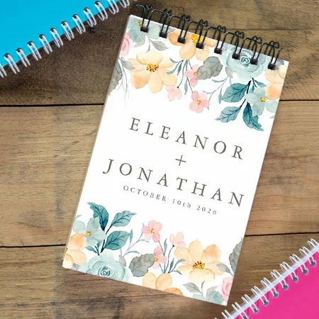 Pastel Teal Pink Watercolor Floral Customized Photo Printed Notepad