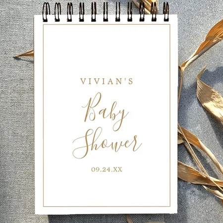 Minimalist Gold Baby Shower Customized Photo Printed Notepad