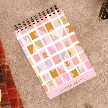 Pink Gold Pastel Colors Geometric Customized Photo Printed Notepad