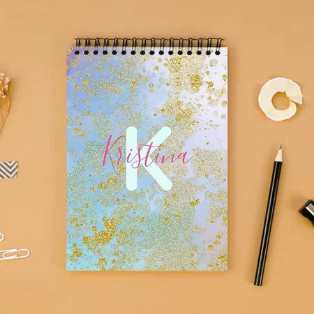 Artistic Glittery Pastel Modern Design Customized Photo Printed Notepad