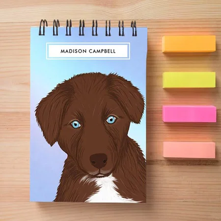 Aussie Puppy Pastel Design Customized Photo Printed Notepad