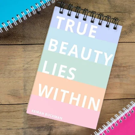 Pastel Rainbow Stripes True Beauty Lies Customized Photo Printed Notepad