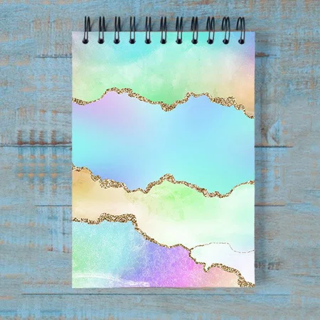 Iridescent Pastel Ombre Marble Customized Photo Printed Notepad