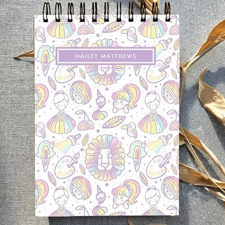 Cute Pastel Rainbow Girls Pattern Customized Photo Printed Notepad