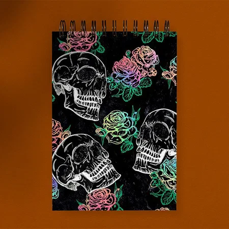 Sugar Skull Ombre Roses Customized Photo Printed Notepad