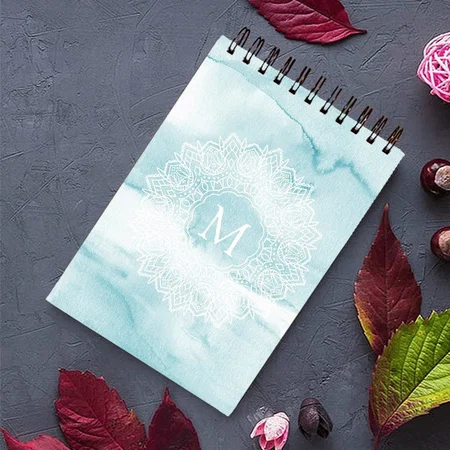 Calming Blue Marble Mandala Pastel Customized Photo Printed Notepad