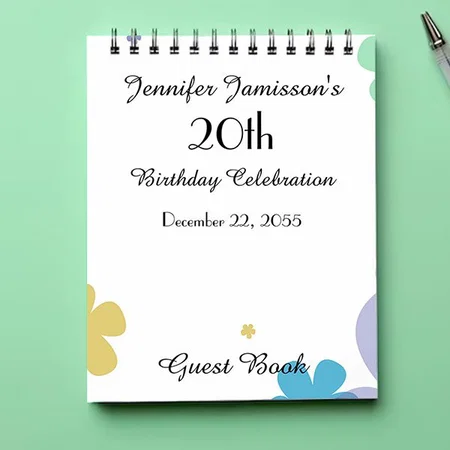 Birthday Party Guest Book, Festive Floral Customized Photo Printed Notepad