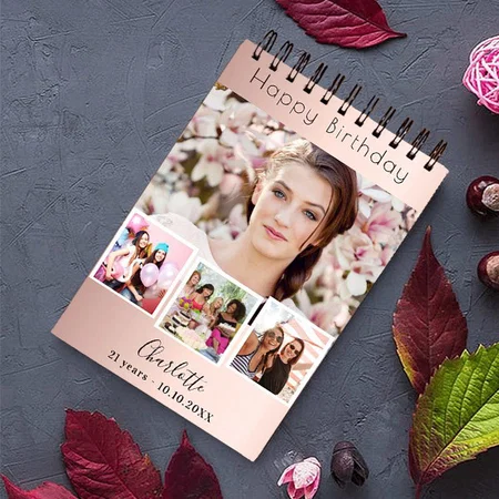 Birthday with Floral Design Customized Photo Printed Notepad