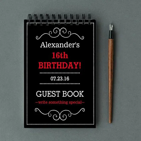 Black with White dots Design Birthday Party Customized Photo Printed Notepad