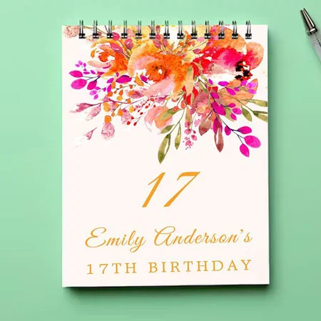 Floral Romantic 17th Birthday Customized Photo Printed Notepad