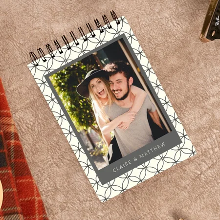 Stylish Elegant Black White Line Art Customized Photo Printed Notepad
