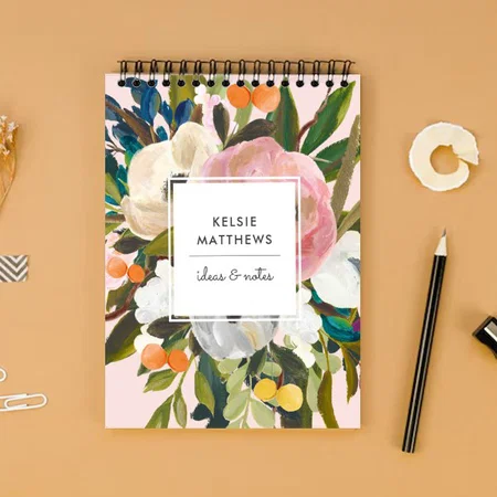Botanical Bliss Pretty Painted Floral Customized Photo Printed Notepad