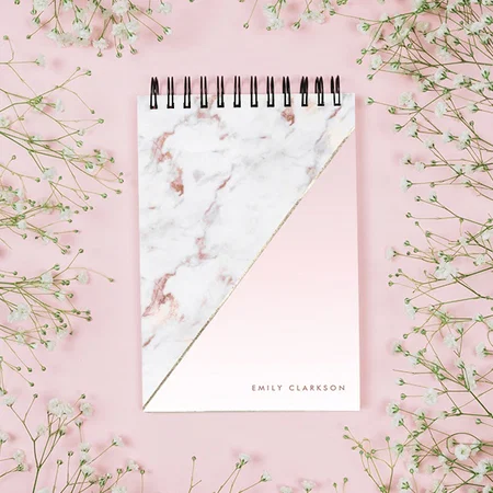 Chic Rose Gold Marble Blush Customized Photo Printed Notepad