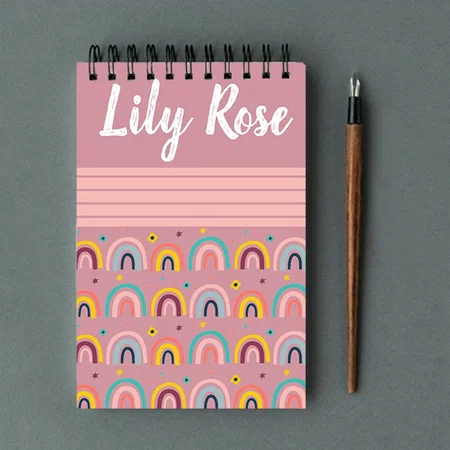 Pink Rainbow Pattern Design Customized Photo Printed Notepad