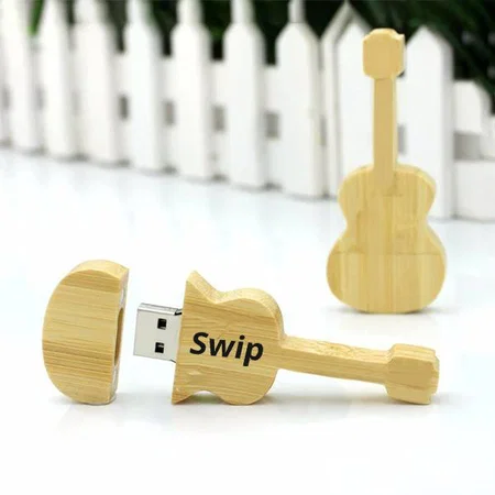 Guitar Shape Wood Custom Printed USB Pen Drive Customized Pen Drive USB Storage Drive