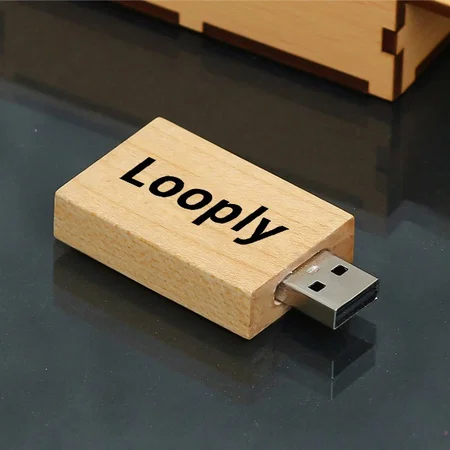 Rectangle Shape Wood Custom Printed USB Pen Drive Customized Pen Drive USB Storage Drive